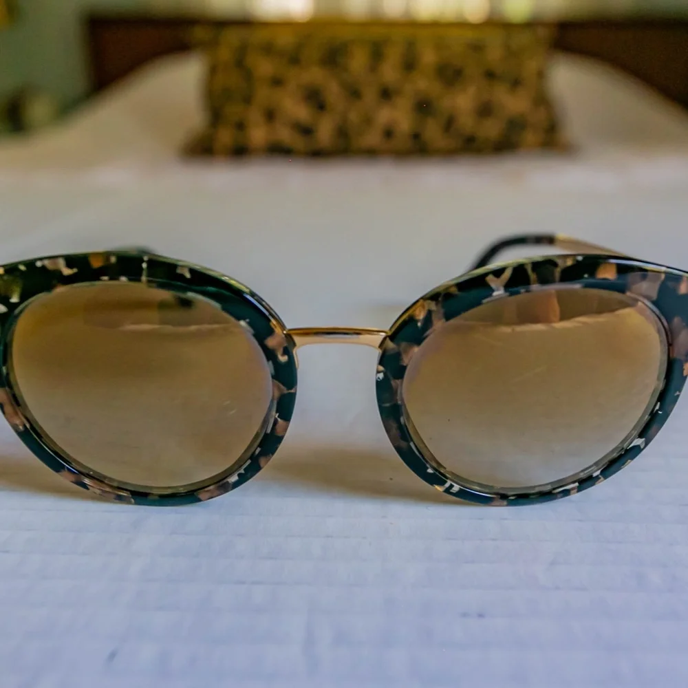 DOLCE & GABBANA Cube Black /Gold & Patterned Round Women's 52 mm Sunglasses - Picture 8 of 14
